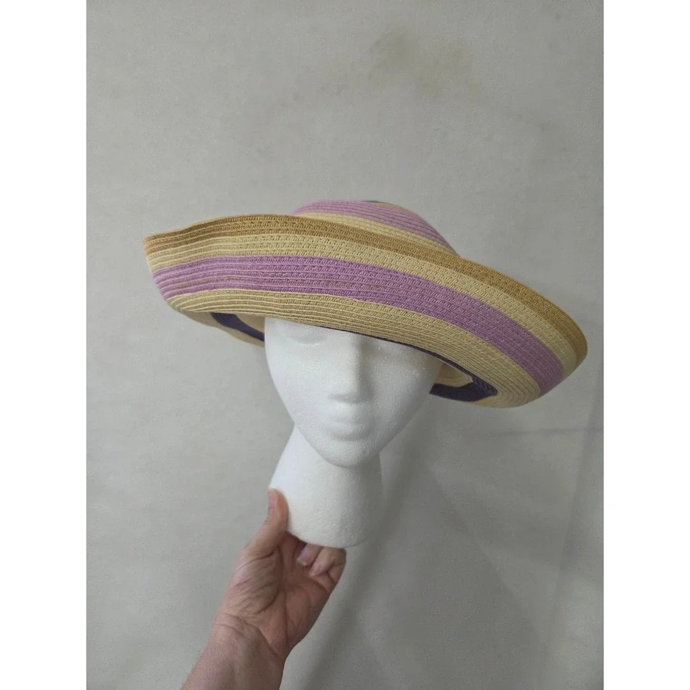 Columbia Sportswear Womens Striped Sun Hat Purple Yellow Tan Wide Brim CL9141 OS